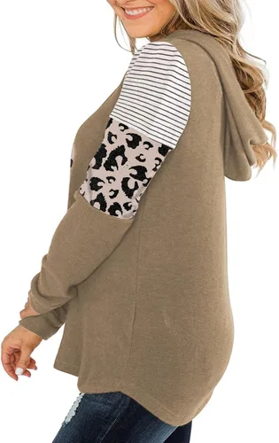 Vista 2 de DOLNINE Sudaderas con capucha de talla grande para mujer, sudaderas de manga larga con bloques