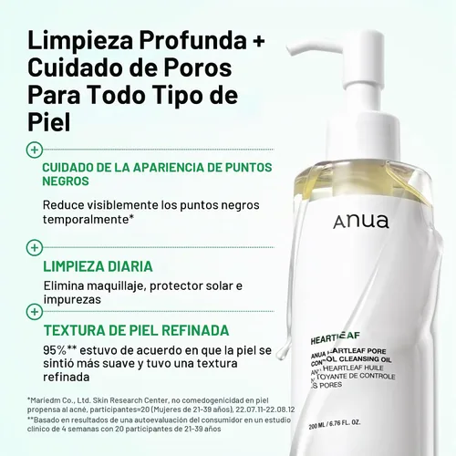 Vista 5 de Anua Heartleaf Aceite limpiador para el control de poros, cuidado