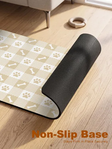 Vista 5 de Tapete de comida para perros, tapete absorbente para alimentación Patas de perro beige
