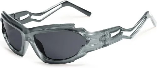 Vista 4 de VANLINKER Gafas de sol envolventes ovaladas para mujeres y hombres, a la moda, deportes, irregulares, color negro, gafas oscuras Swift VL9739
