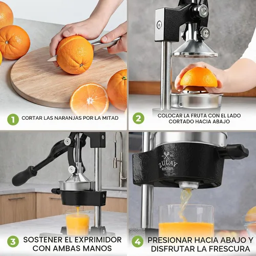 Vista 5 de Zulay Kitchen - Exprimidor de hierro fundido, exprimidor manual naranja, prensa de cítricos, color negro 01 - negro