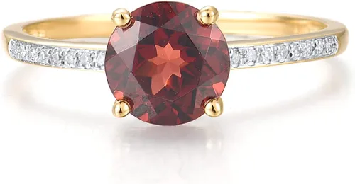 Vista 2 de Santuzza Anillo de oro macizo de 10 quilates con piedras preciosas solitarias para mujer