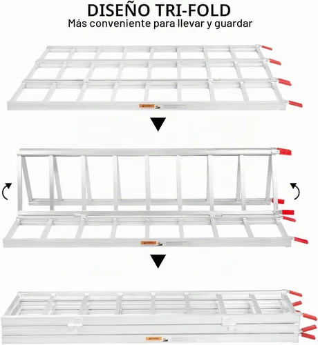 Vista 2 de Rampa de Carga Plegable de Aluminio de 69"X50" para ATV/Cortacésped/Camión - Capacidad de 1500 libras