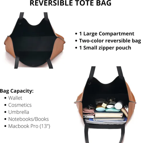 Vista 4 de Scarleton Leather Tote Bag for Women, Womens Purses and Handbags, Reversible Tote Bags for Women, Purses for Women, H1842