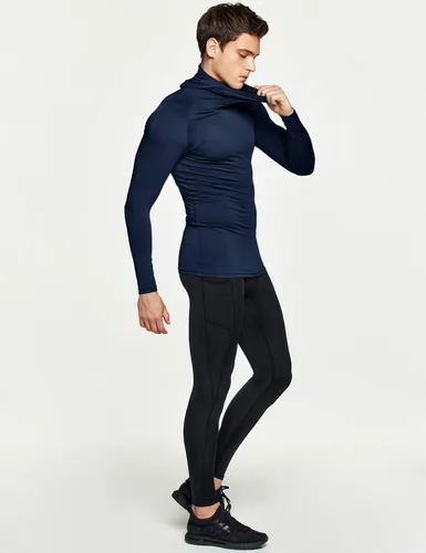 Vista 6 de ATHLIO Camisas de compresión térmica para hombre con capucha, manga larga, para deportes de invierno, capa base, camisa activa para correr