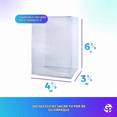 Vista 2 de 1 Estuche de protección de plástico duro transparente premium para figuras Funko Pop de 4 pulgadas, hecho en EE. UU., Estuches de exhibición