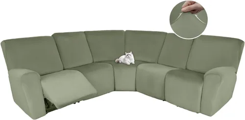 Vista 107 de HDCAXKJ Fundas de sofá seccional reclinable de terciopelo, cubierta de sofá seccional en forma de L, lavable, elástica, suave, para rincón