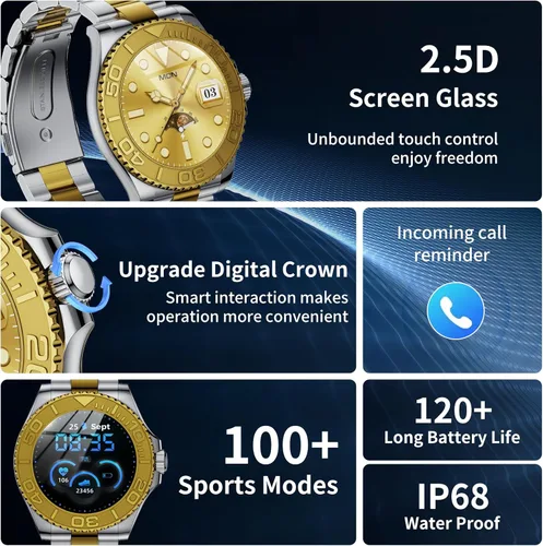 Vista 2 de J-CD Reloj inteligente para hombre, pantalla HD de 1.32 pulgadas, compatible con hacer y recibir llamadas, monitor de sueño, modo deportivo, reloj