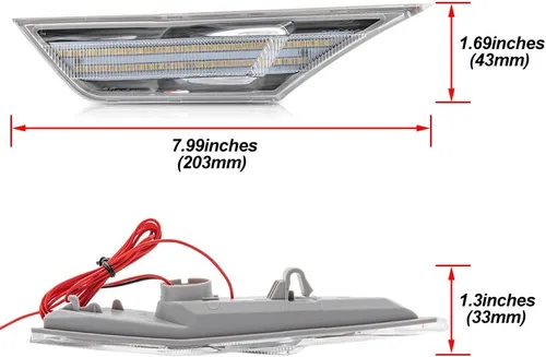 Vista 7 de Luces LED de posición laterales de 10ª generación para Honda Civic Sedan Coupe Hatchback Switchback de 2016-2021 Ámbar/Blanco Señal de giro