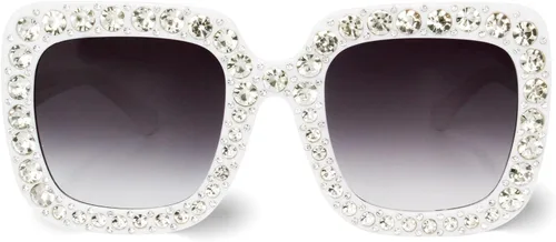 Vista 3 de Gafas de sol cuadradas extragrandes de cristal Elton Bling Rhinestone Concierto