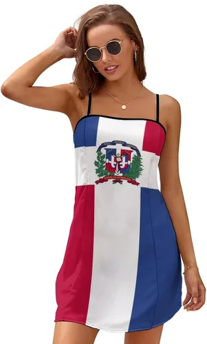 Vista 22 de Vestido largo con bandera dominicana para mujer, top de verano, talla XS, Estilo-4