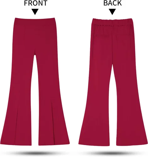 Vista 9 de GRAPENT Pantalones de vestir de pierna ancha para mujer, pantalones acampanados, pantalones casuales de trabajo, pantalones de trabajo