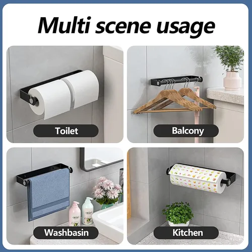 Vista 7 de Aheucndg Soporte para toallas de papel para debajo del gabinete, soporte autoadhesivo para toallas de papel de montaje en pared para cocina o baño
