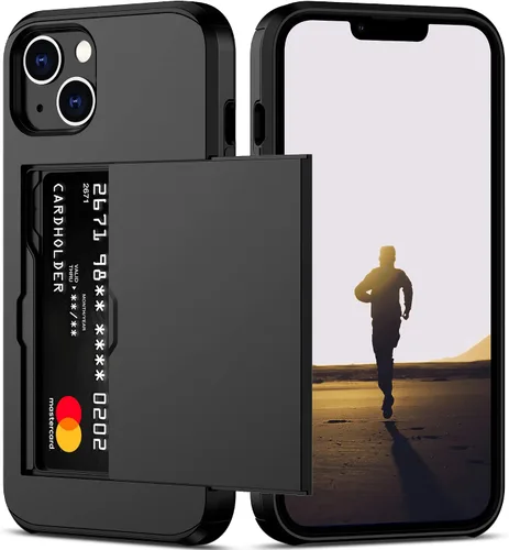 Vista 33 de Nvollnoe Funda para iPhone 13 con tarjetero [almacena 5 tarjetas] Funda tipo cartera de doble capa resistente a prueba de golpes con ranura oculta