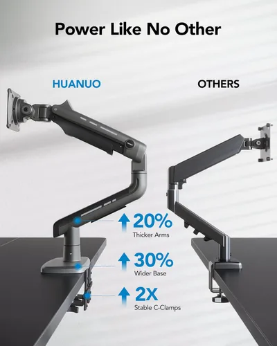 Vista 6 de HUANUO TitanLift - Brazo de monitor resistente para pantallas de hasta 49 pulgadas, soporta 44 libras, soporte de monitor de pantalla ultra ancha