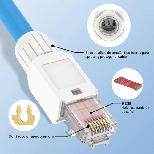 Vista 4 de VCELINK - Conector RJ45 Cat6 sin herramientas, paquete de 2, chapado en oro, UTP 23-26AWG 23-26 AWG Network Cable Compatibility, Toolless Field