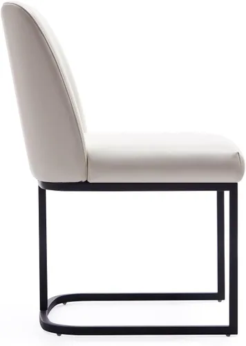 Vista 8 de Manhattan Comfort Serena - Silla de comedor de piel sintética de 18.7 pulgadas, color crema