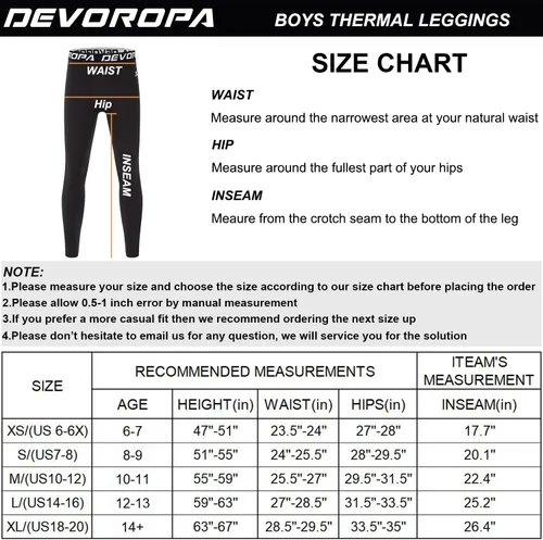 Vista 7 de DEVOROPA Leggings de compresión para niños y jóvenes, mallas deportivas con forro polar térmico