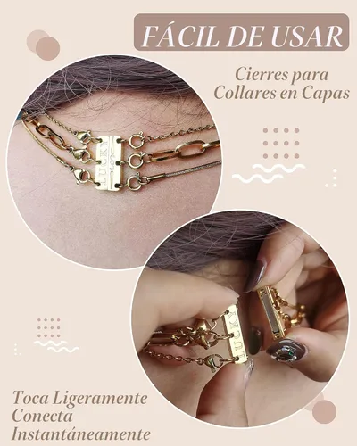 Vista 2 de OHINGLT Separador de cierres de capas para collar de la suerte, apilable, chapado en oro de 14 quilates y plata, múltiples cierres de collar