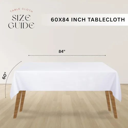 Vista 6 de Ramanta Home Mantel rectangular blanco de 60 x 84 pulgadas, mantel de tela de poliéster lavable, resistente a las manchas y a las arrugas