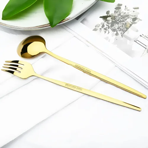 Vista 7 de Juego de cubiertos Cuchillo de cena Postre Tenedor Cuchara Juego de vajilla de acero inoxidable Vajilla de cocina 4 piezas Negro