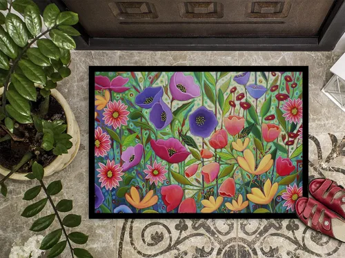 Vista 3 de Caroline's Treasures PPD3013JMAT - Felpudo de 24 x 36 pulgadas, diseño de flores de jardín encantado, para interiores y exteriores, para entrada