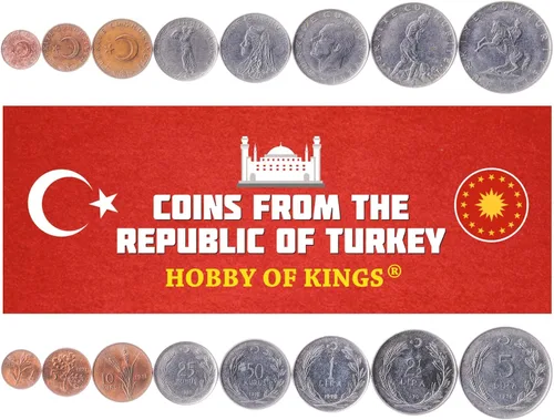 Vista 3 de 3 Coins de Turquía Colección de Monedas Turcas 50000 100000 250000 Lira Circulado 2001-2004 Mustafa Kemal Atatürk Media luna y estrella