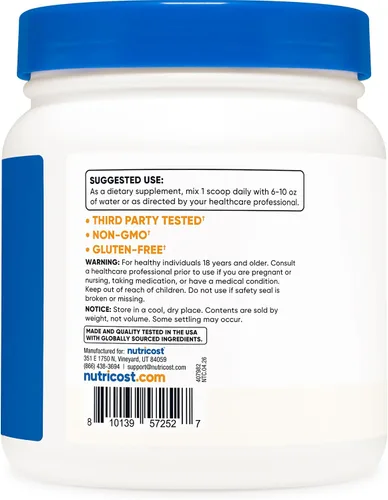 Vista 4 de Nutricost Betaína Anhidra Trimetilglicina (TMG) Polvo 500G (2 Botellas)