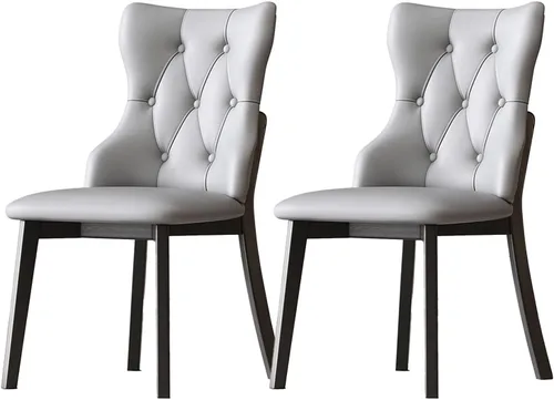 Vista 20 de Upholstered Dining Chairs with Backrest,Kitchen Chairs Leather,Living Room Chair with Wood Legs for Home, Restaurant, Hotel, Conference Room Grey