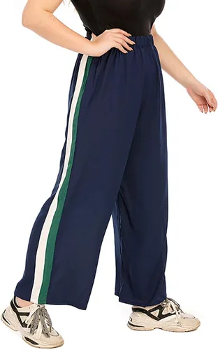 Vista 3 de Hanna Nikole Pantalones anchos de pierna para mujer holgados de salón Palazzo Pantalones de talla grande Casual Pantalones