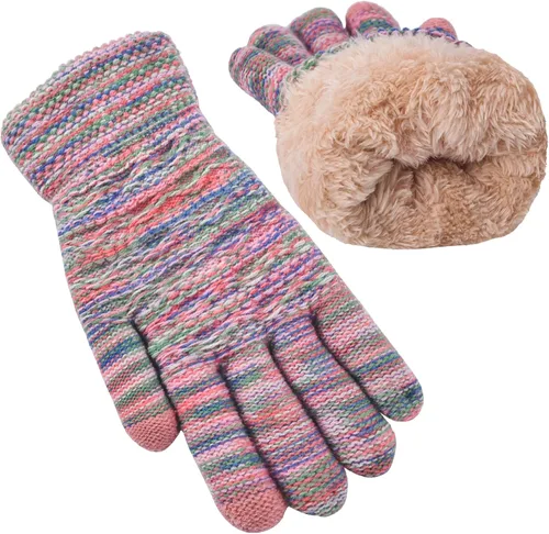 Vista 14 de Guantes de invierno cálidos para pantalla táctil para mujer, guantes térmicos de punto de lana con forro polar para clima frío