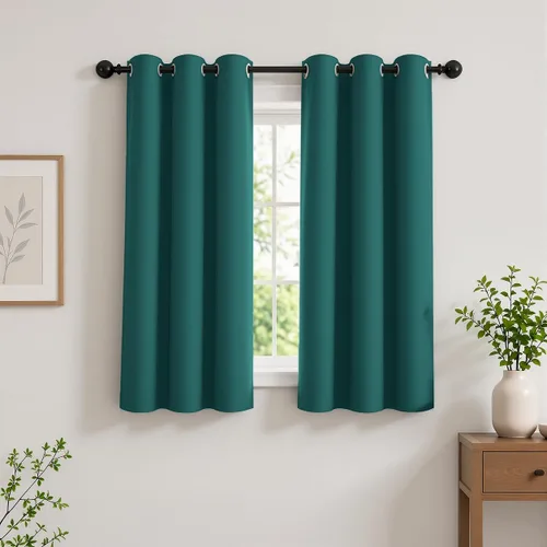 Vista 70 de Cortinas de oscurecimiento de habitación de 45 pulgadas de largo para dormitorio y sala de estar, cortinas térmicas aislantes con ojales