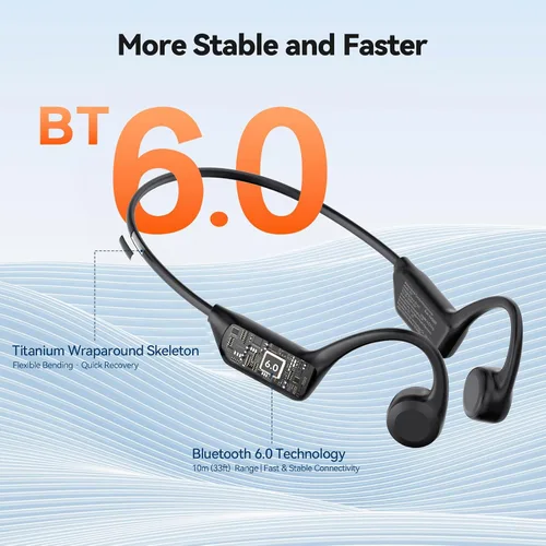 Vista 3 de TECKNET Auriculares de conducción ósea, auriculares Bluetooth V6.0 de oreja abierta, auriculares inalámbricos de 10 horas de reproducción e