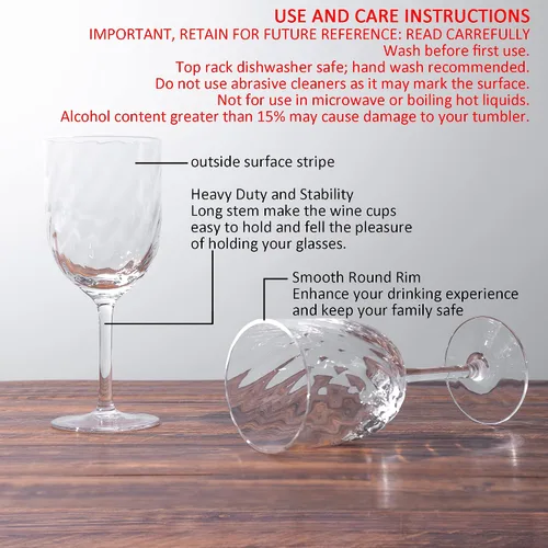 Vista 4 de KOXIN-KARLU Vasos de vino con tallo de plástico irrompibles clásicos de 14 onzas, vasos de acrílico multiusos, juego de 6 transparentes