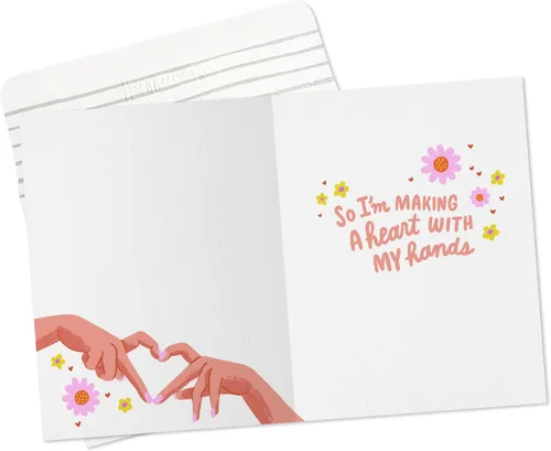 Vista 2 de Hallmark Tarjeta de amor Good Mail (manos de corazón) para amistad, cumpleaños, pensando en ti, cualquier día, día de San Valentín, día de Galentine