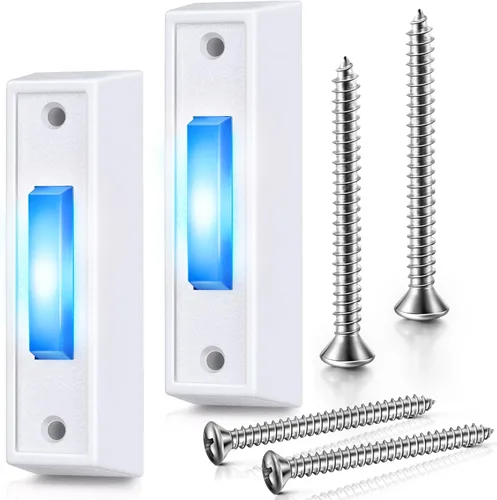 Vista 12 de 1 botón de timbre iluminado con cable, interruptor LED azul, negro, luz azul