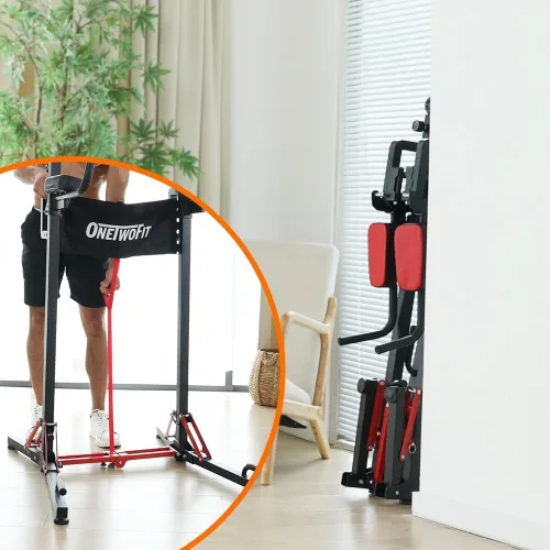 Vista 9 de ONETWOFIT Foldable Power Tower Pull Up Bar Dip Station, Multi-Function Adjustable Height, Strength Training, 400LBS Capacity