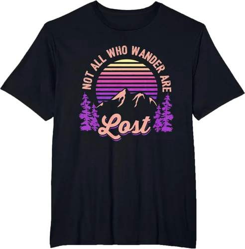 Vista 78 de Not All Who Wander Are Lost Vintage Mountains - Camiseta de senderismo, Negro, S