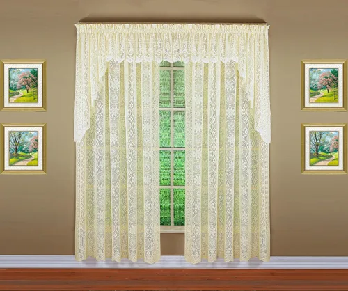 Vista 9 de Today's Curtain Hopewell Cenefa de encaje prémium de 12 pulgadas, crema, 58 pulgadas de ancho x 12 pulgadas de largo