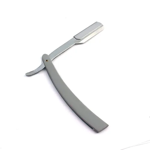 Vista 5 de OdontoMed2011® Rastrillos profesionales rectos de acero con borde de barbero plegable para afeitar, rastrillo de afeitado doble (mango negro)