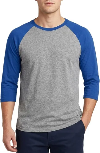 Vista 19 de Camiseta de béisbol raglán para hombre, de algodón, dos tonos, casual, atlética