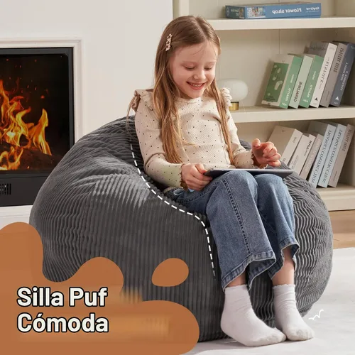 Vista 5 de Homguava Puf de 2 pies, puf de lágrima con asa Gris
