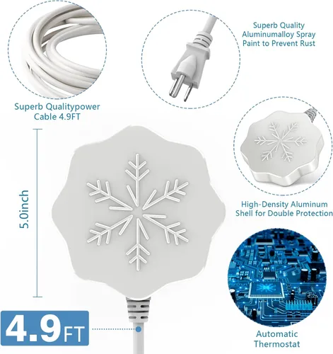 Vista 5 de Calentador de baño para pájaros de 80 W para exteriores en invierno, control termostático, apagado automático, descongelador, calentador de agua