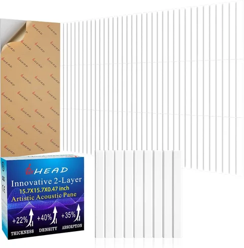 Vista 34 de Paneles Acústicos de Pared Grandes 47.2"x23.6"x1.57" Paquete de 4, Paneles de Prueba de Sonido DIY 3D con Ondas para Paredes, Paneles de Pared