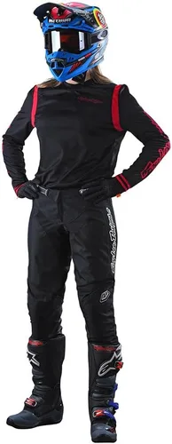 Vista 4 de Troy Lee Designs GP - Camiseta de manga larga para adultos, motocross, todoterreno, color negro, rojo flo, talla M