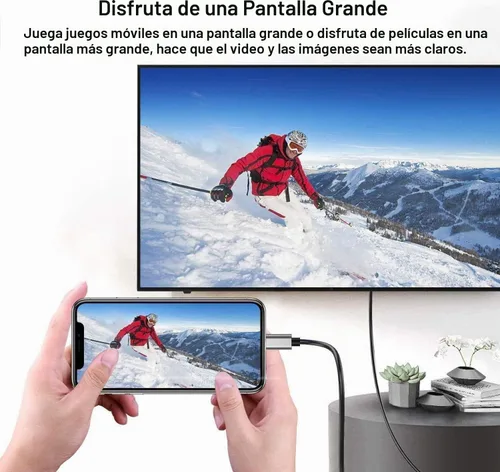 Vista 5 de Adaptador Lightning a HDMI con certificación MFi de Apple para teléfono a TV, compatible con iPhone, iPad, conector de pantalla de sincronización