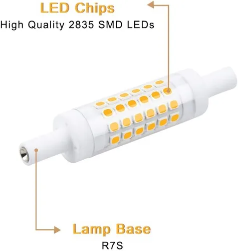 Vista 4 de Bonlux Bombilla LED R7S regulable de 3.071 in - Reflector LED J78 T3 R7S de doble extremo - 5 W (equivalente a bombilla halógena de 45 W) blanco