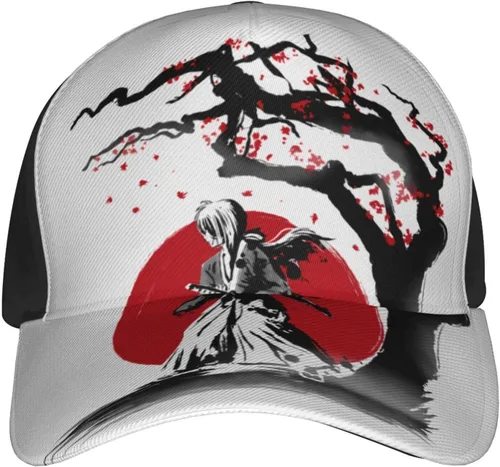 Vista 2 de Gorra de béisbol con estampado de anime Rurouni Kenshin Himura Kenshin para papá, ajustable, para deportes al aire libre, para hombres y mujeres