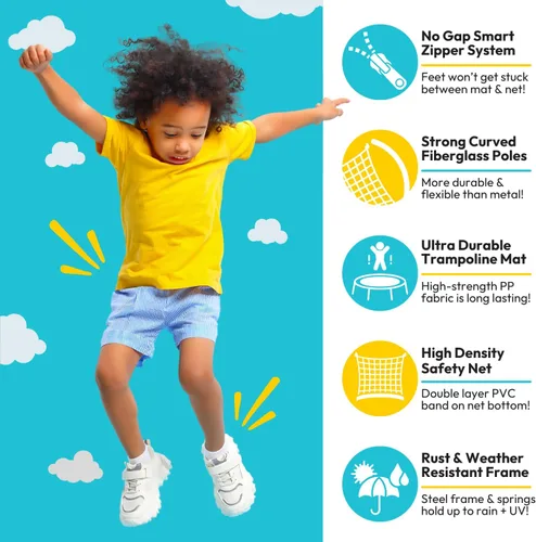 Vista 3 de SkyBound Trampolín – Trampolín grande de 10 pies, 12 pies y 14 pies, aprobado por la ASTM, trampolín resistente para niños y adultos – Trampolín