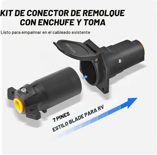 Vista 5 de MECMO RV 7 pines macho y hembra Conector de remolque, lado del vehículo y extremo de remolque, 7 vías estilo hoja de repuesto, enchufe